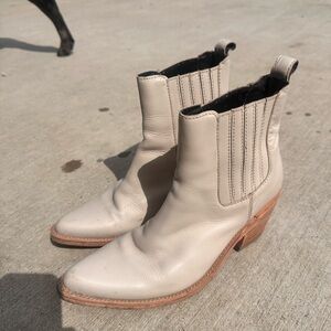 LIBERTY Black Cream Ankle Boots with Elastic Panels